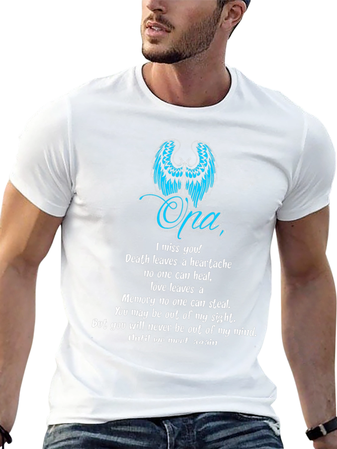 Camiseta conmemorativa Opa - Alas y mensaje de recuerdo