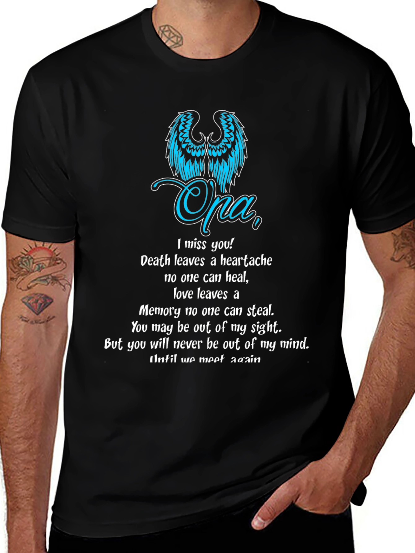 Camiseta conmemorativa Opa - Alas y mensaje de recuerdo