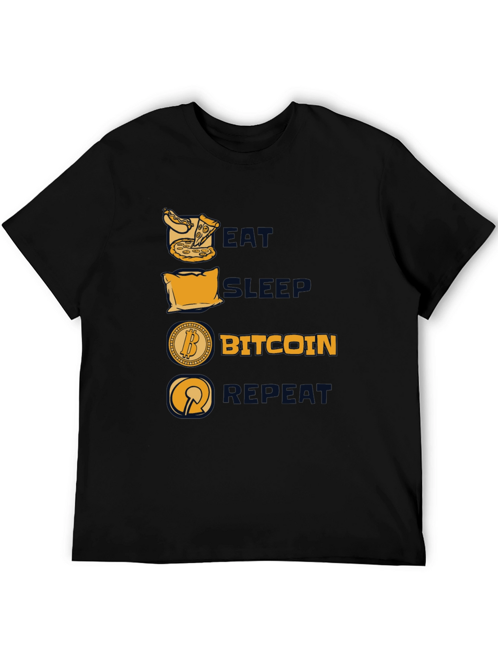 Camiseta Hombre Negra: Come Duerme Bitcoin Repite