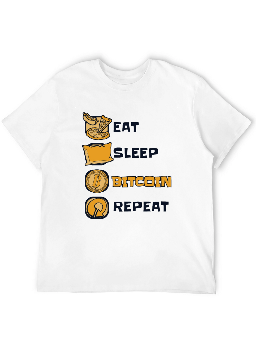 Camiseta Hombre Negra: Come Duerme Bitcoin Repite