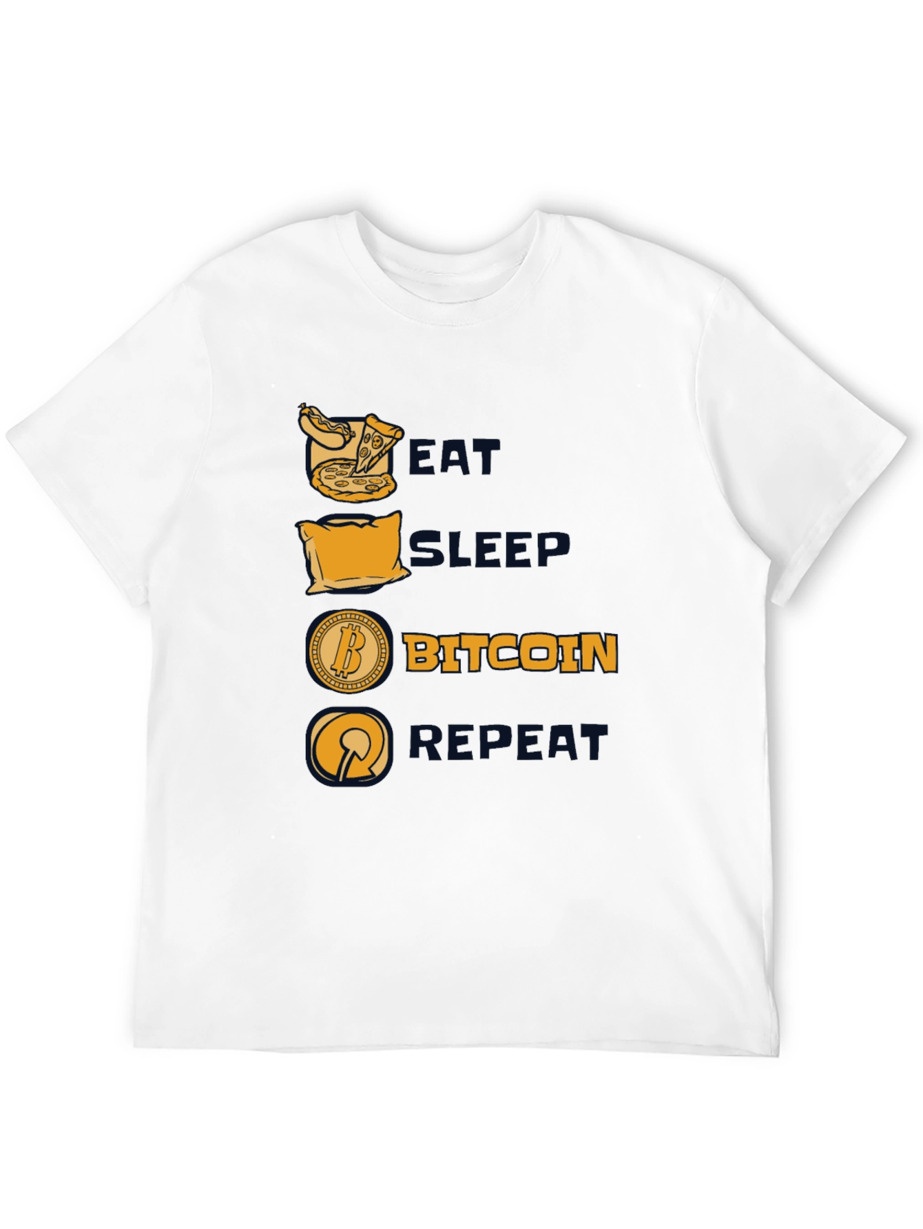 Camiseta Hombre Negra: Come Duerme Bitcoin Repite