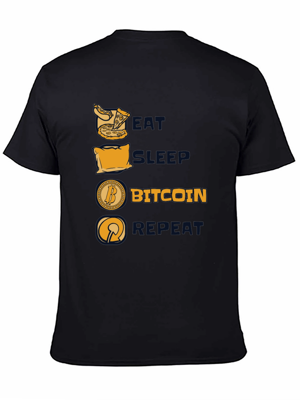 Camiseta Hombre Negra: Come Duerme Bitcoin Repite