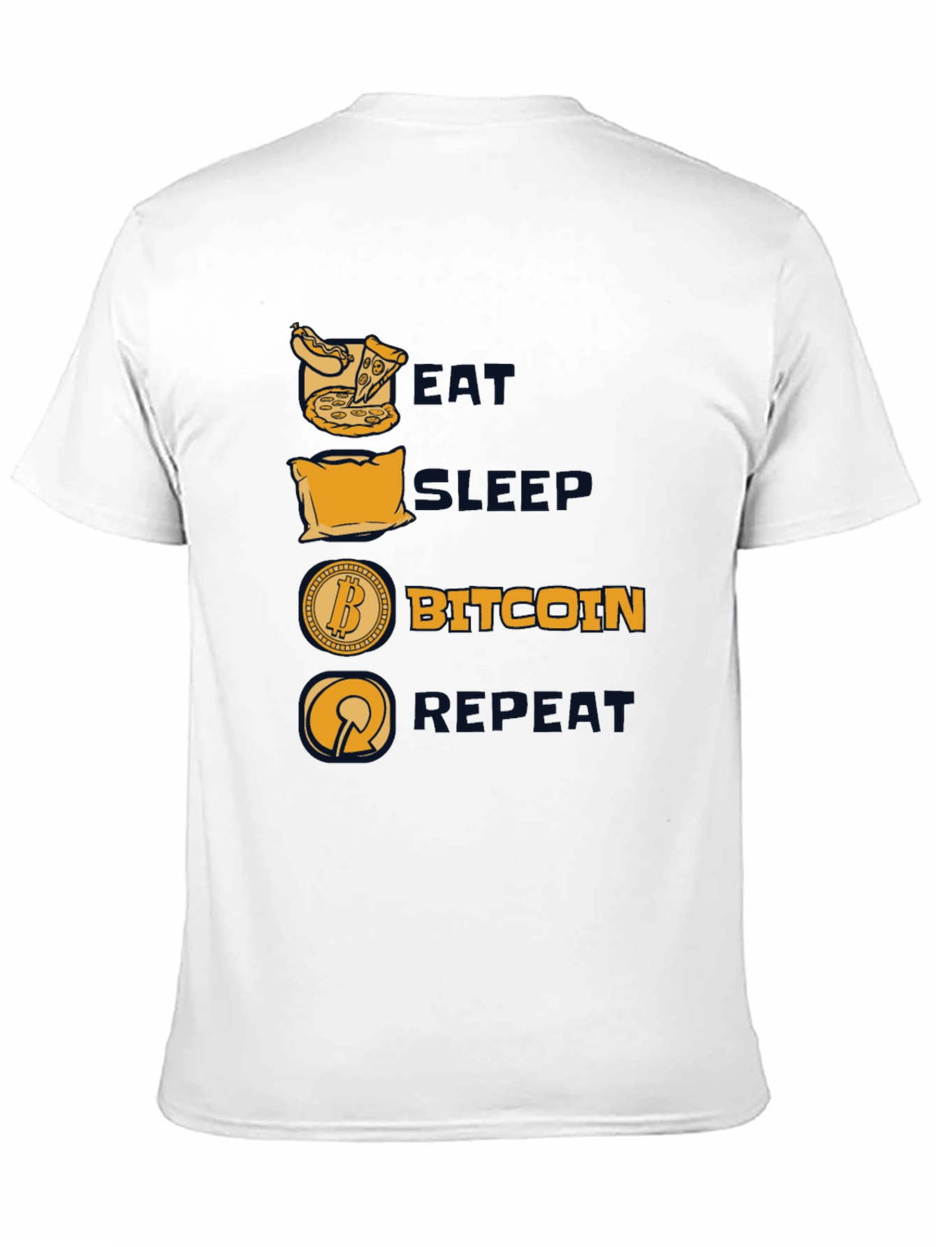 Camiseta Hombre Negra: Come Duerme Bitcoin Repite