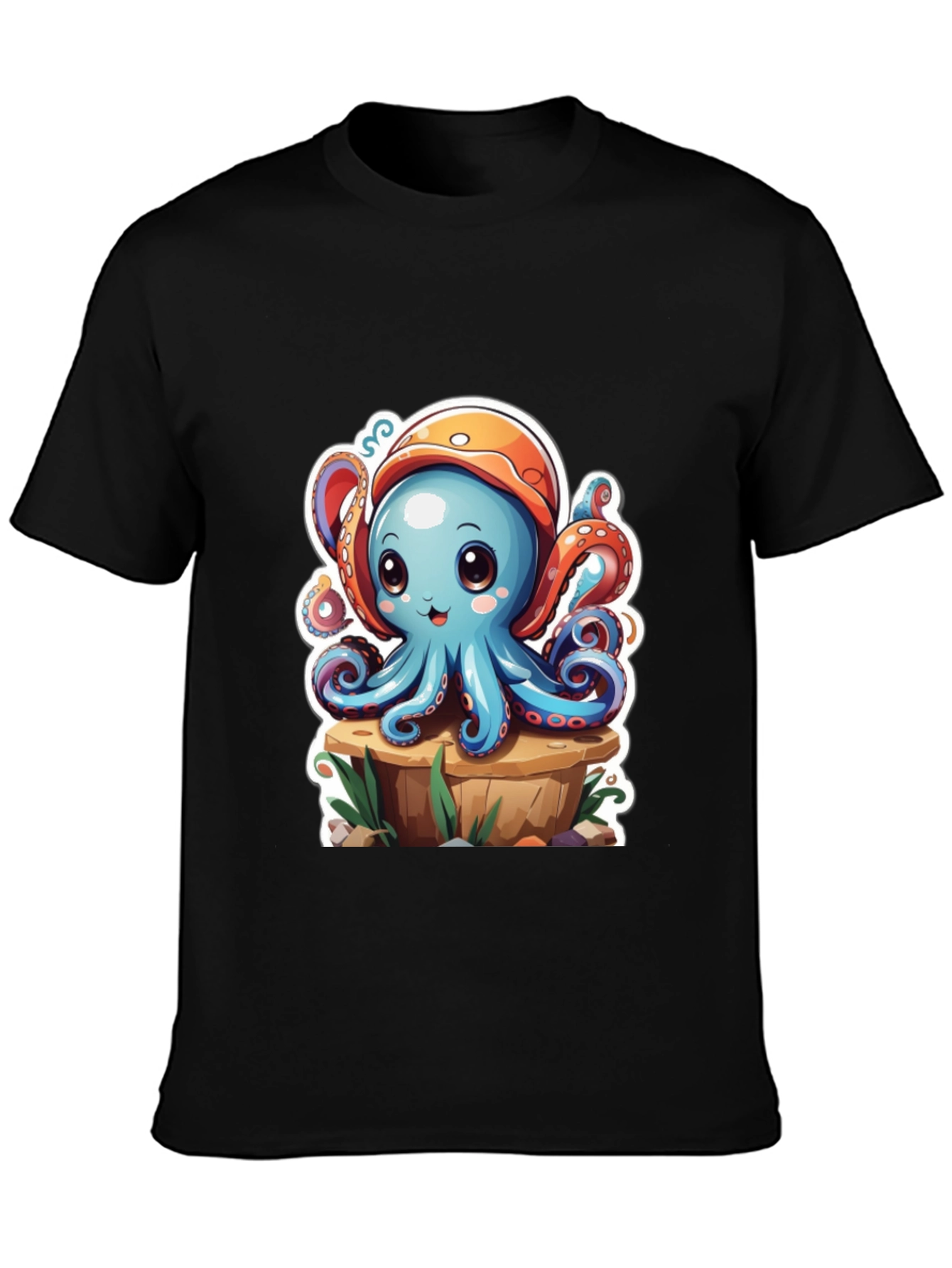 Camiseta Hombre con Estampado de Pulpo Caricatura