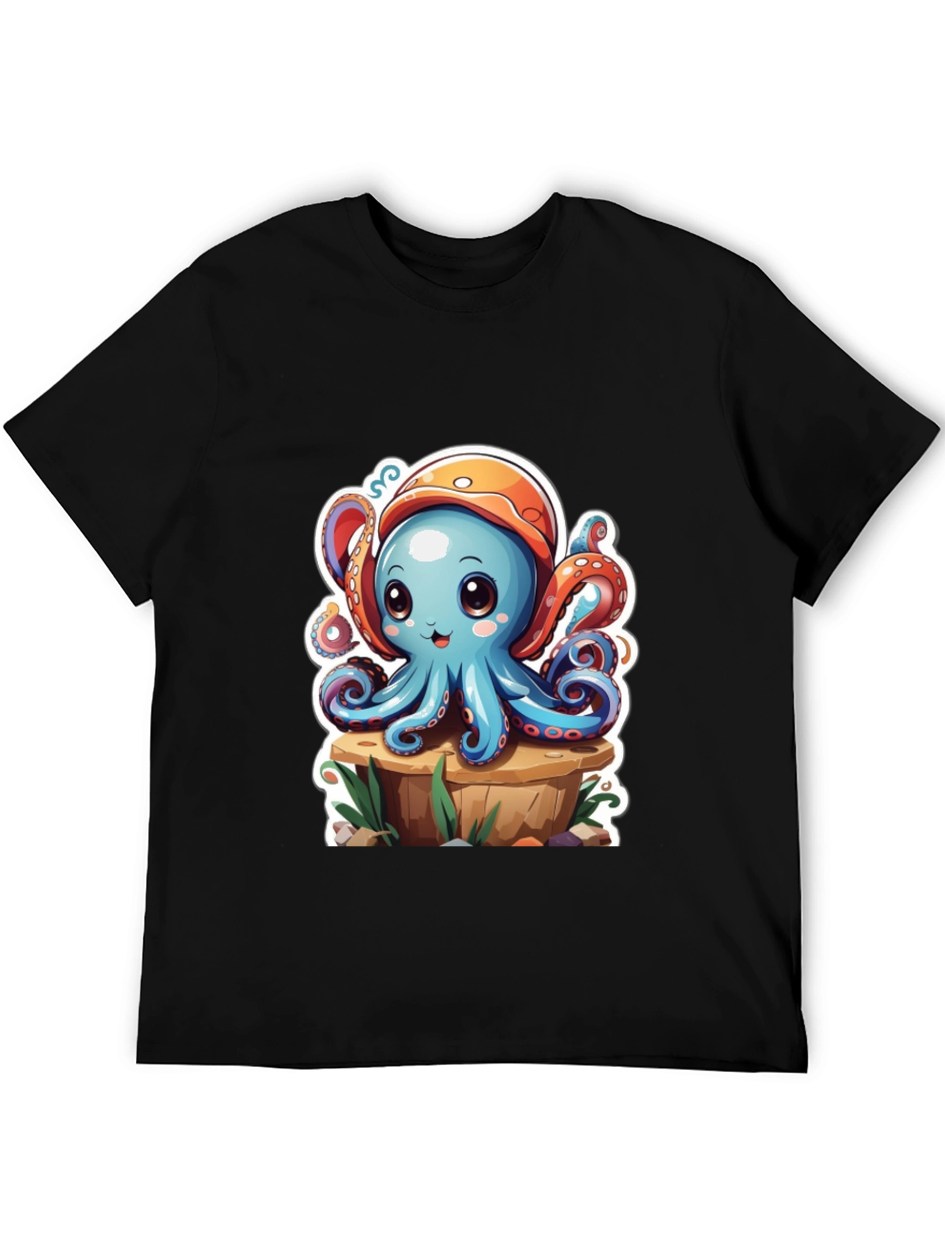Camiseta Hombre con Estampado de Pulpo Caricatura