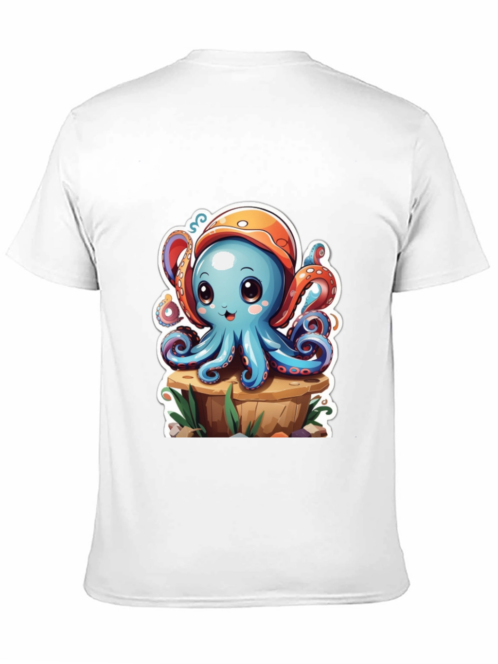 Camiseta Hombre con Estampado de Pulpo Caricatura