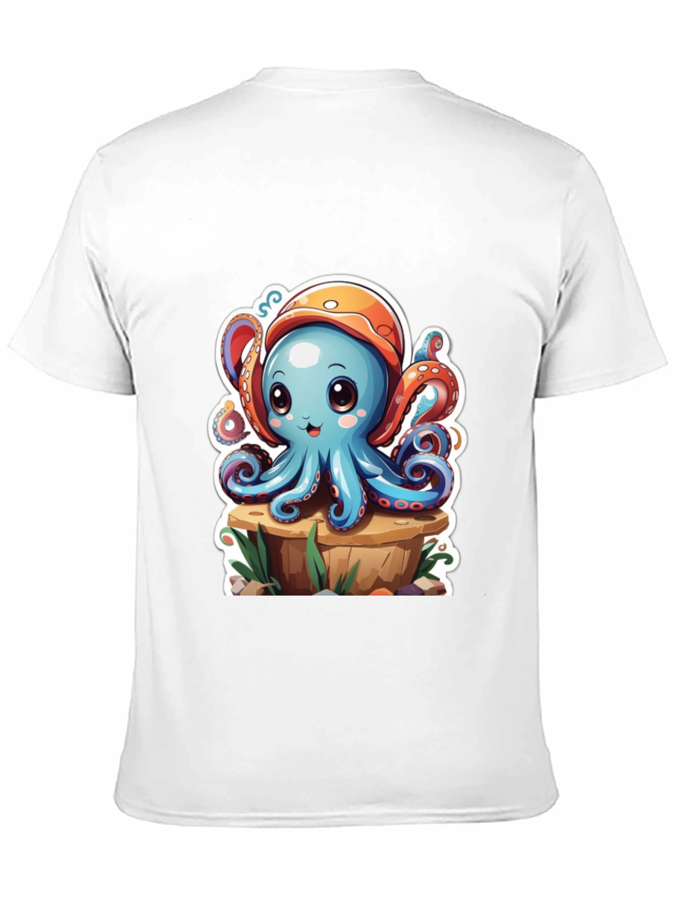 Camiseta Hombre con Estampado de Pulpo Caricatura