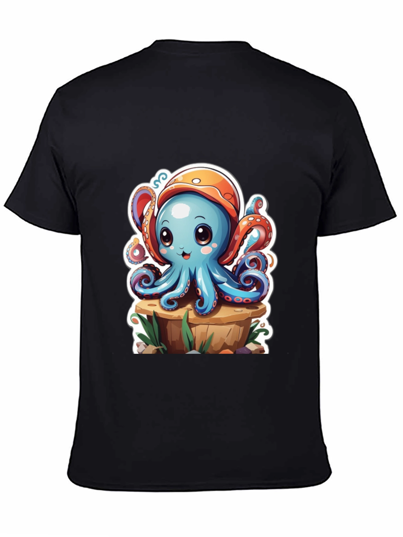 Camiseta Hombre con Estampado de Pulpo Caricatura