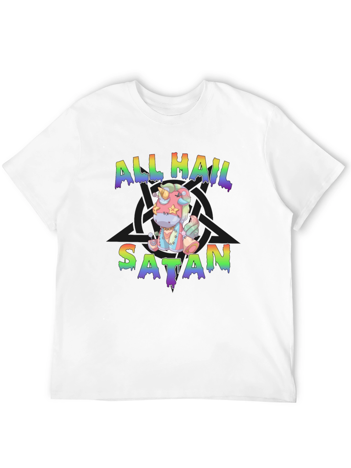 Camiseta All Hail Satan Unicornio Divertida