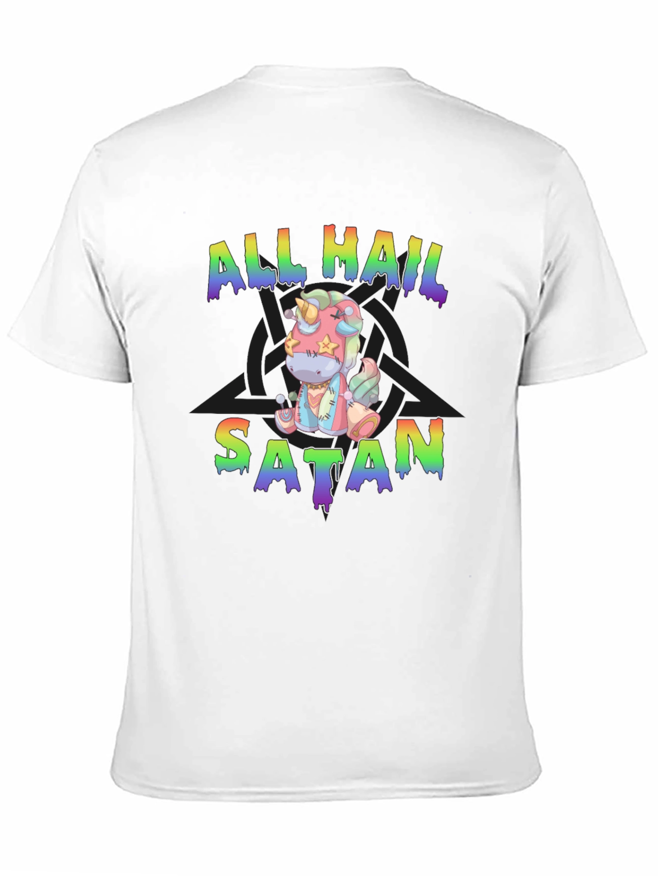 Camiseta All Hail Satan Unicornio Divertida