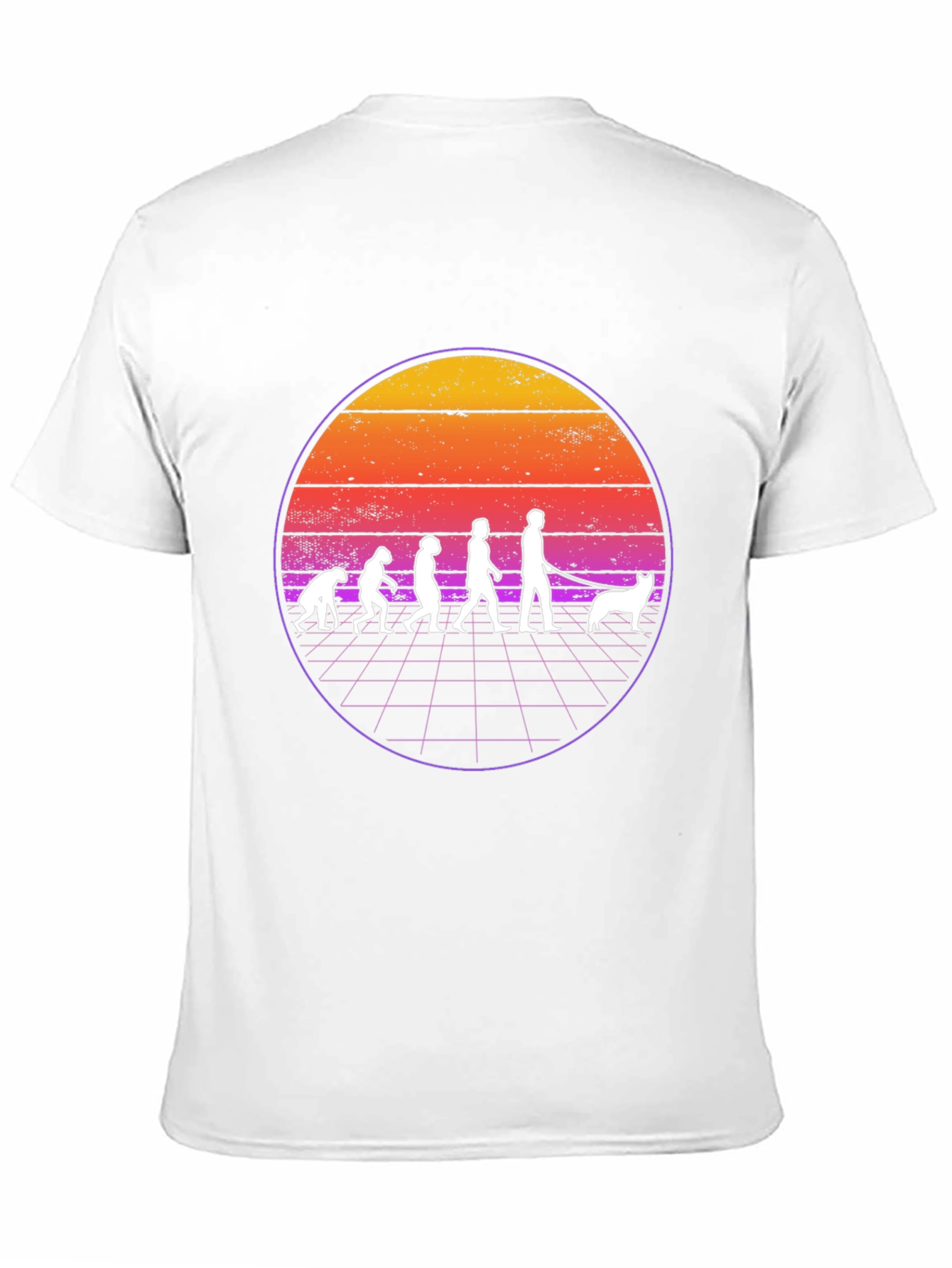 Camiseta Evolución Humana y Perro Retro