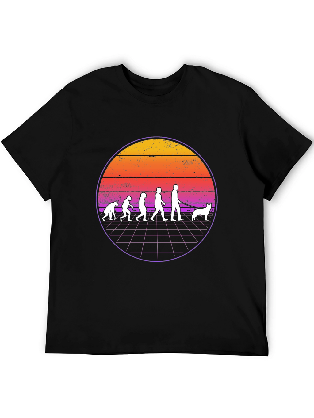 Camiseta Evolución Humana y Perro Retro