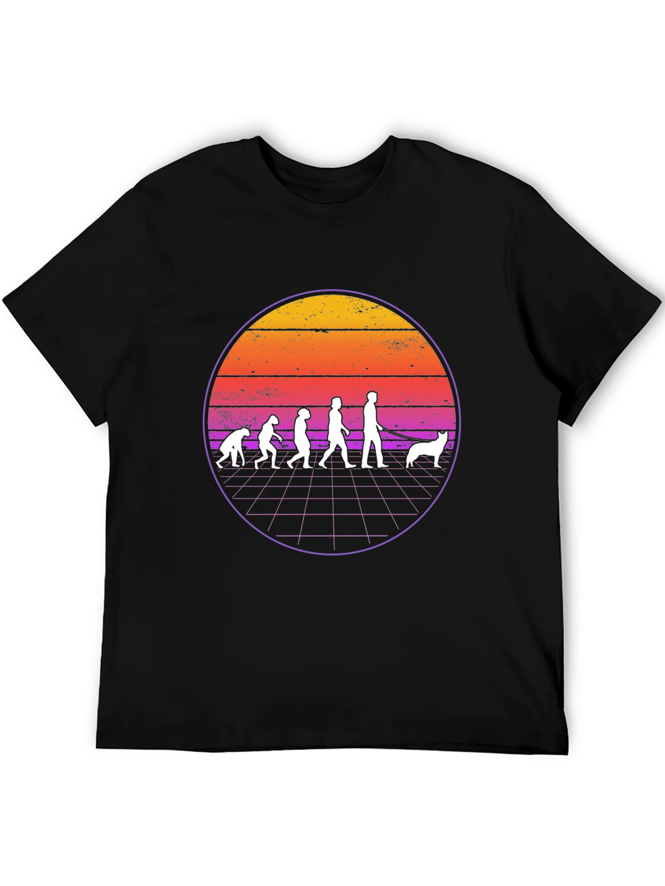 Camiseta Evolución Humana y Perro Retro