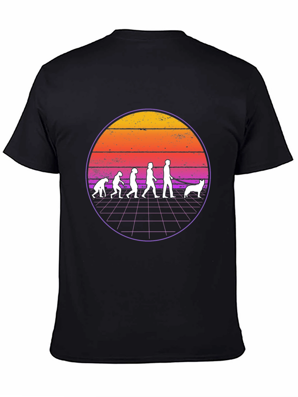 Camiseta Evolución Humana y Perro Retro