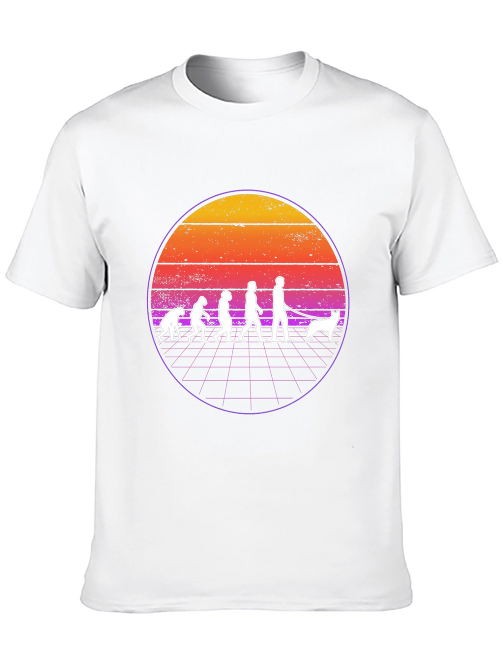 Camiseta Evolución Humana y Perro Retro