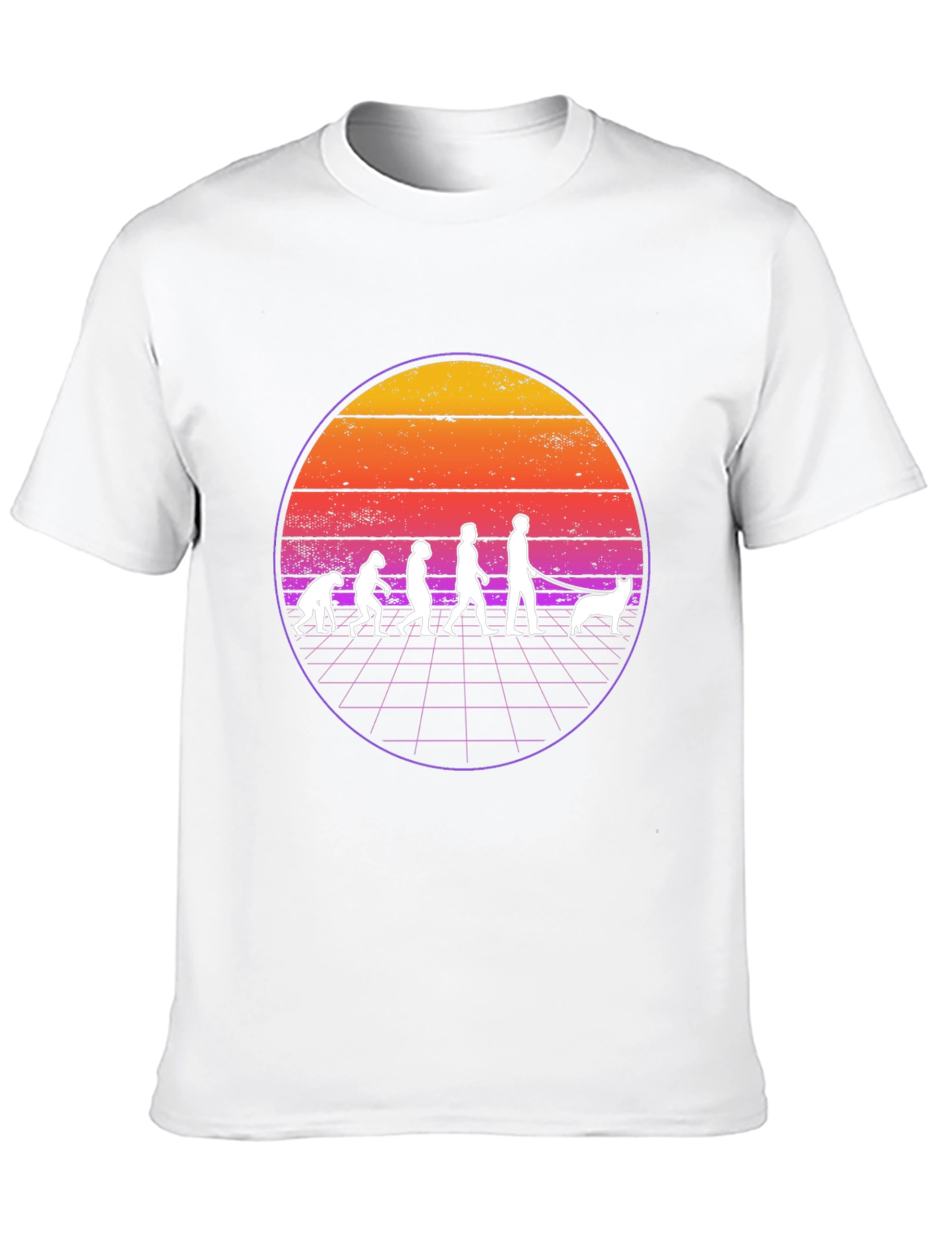 Camiseta Evolución Humana y Perro Retro