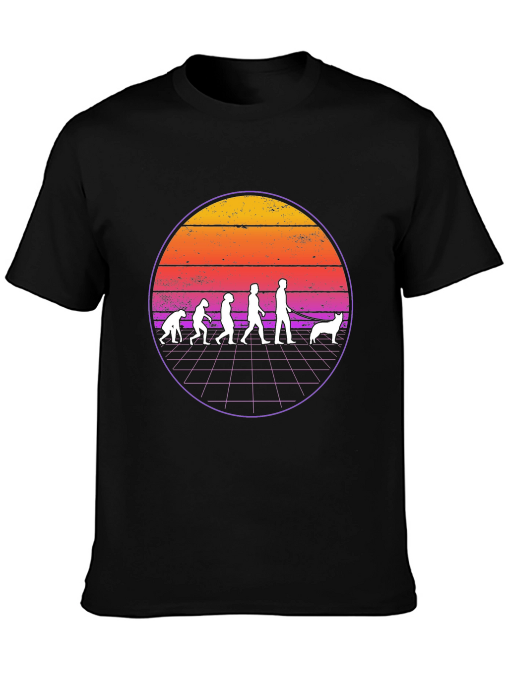 Camiseta Evolución Humana y Perro Retro