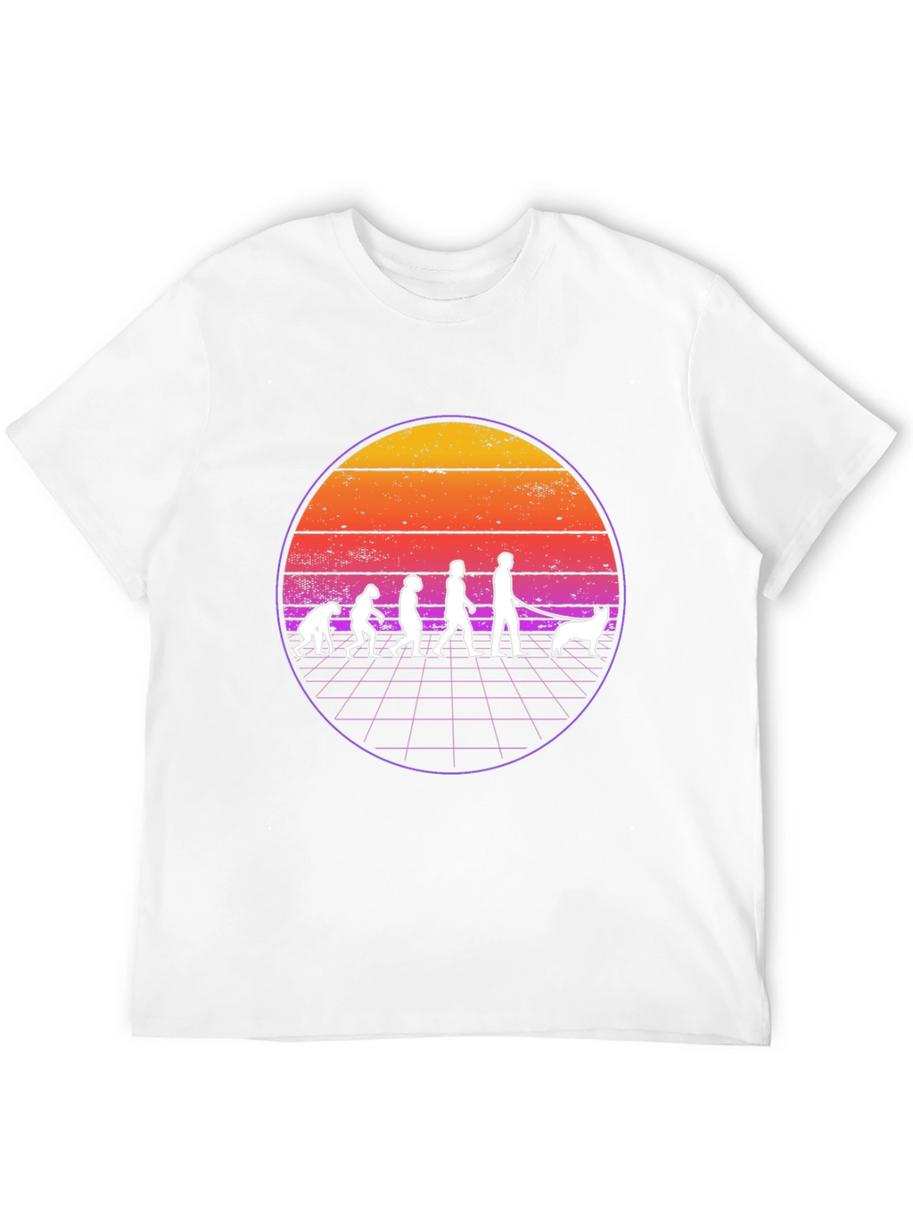 Camiseta Evolución Humana y Perro Retro