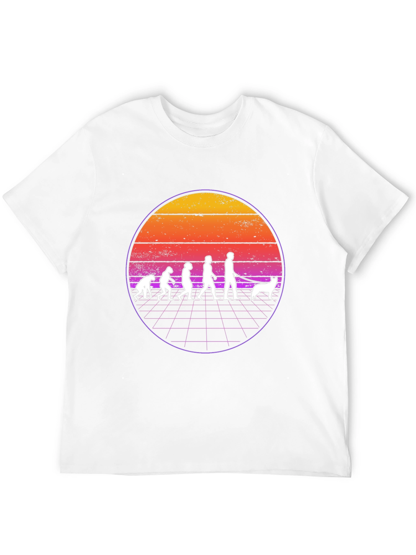 Camiseta Evolución Humana y Perro Retro
