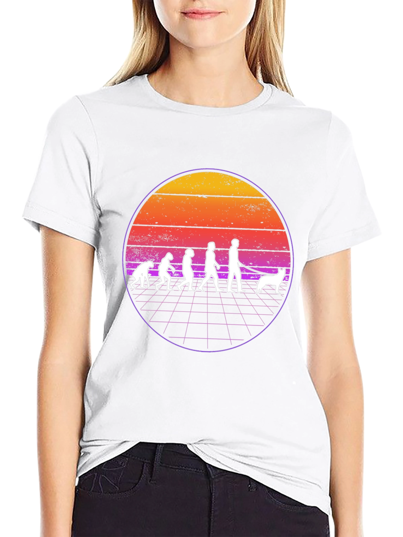 Camiseta Evolución Humana y Perro Retro