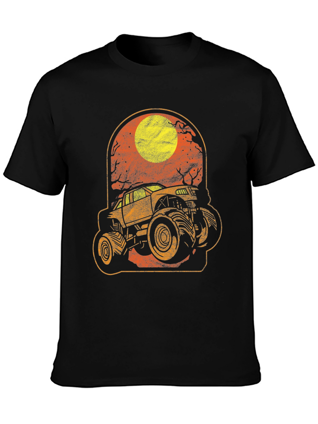 Camiseta Hombre Gráfico Camion Monstruo Luna Halloween