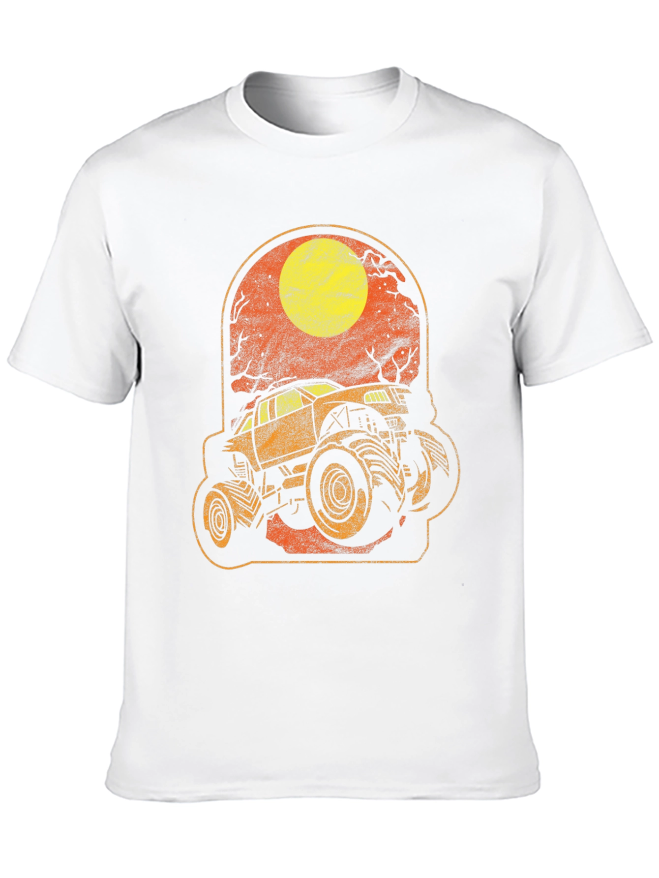 Camiseta Hombre Gráfico Camion Monstruo Luna Halloween