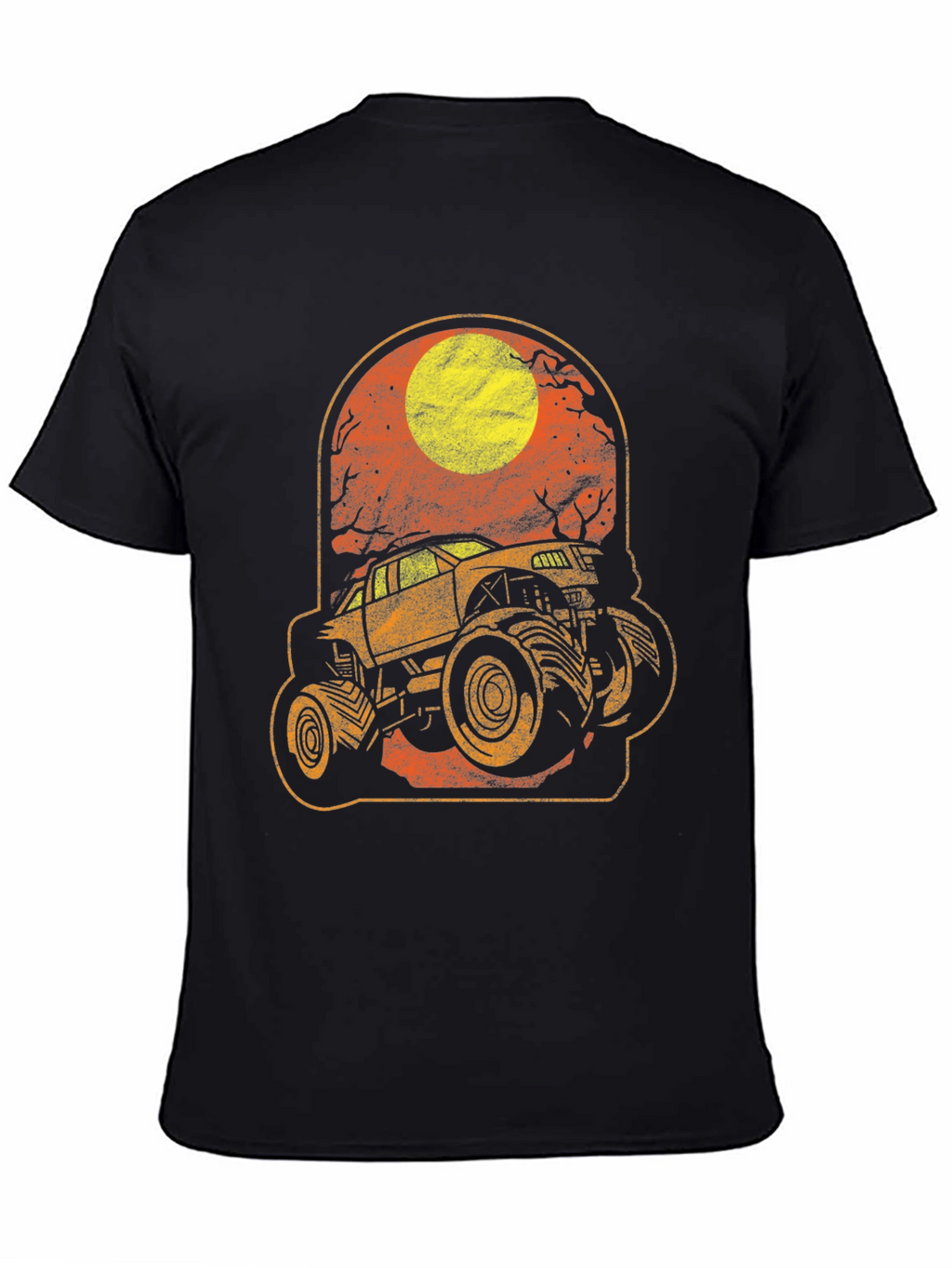 Camiseta Hombre Gráfico Camion Monstruo Luna Halloween