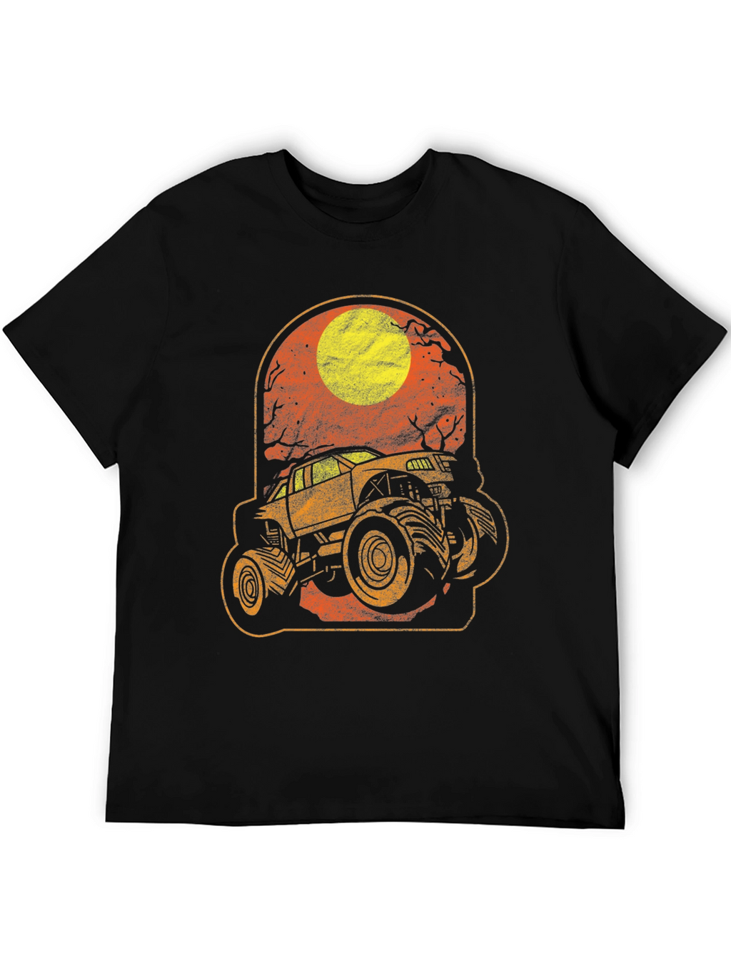 Camiseta Hombre Gráfico Camion Monstruo Luna Halloween