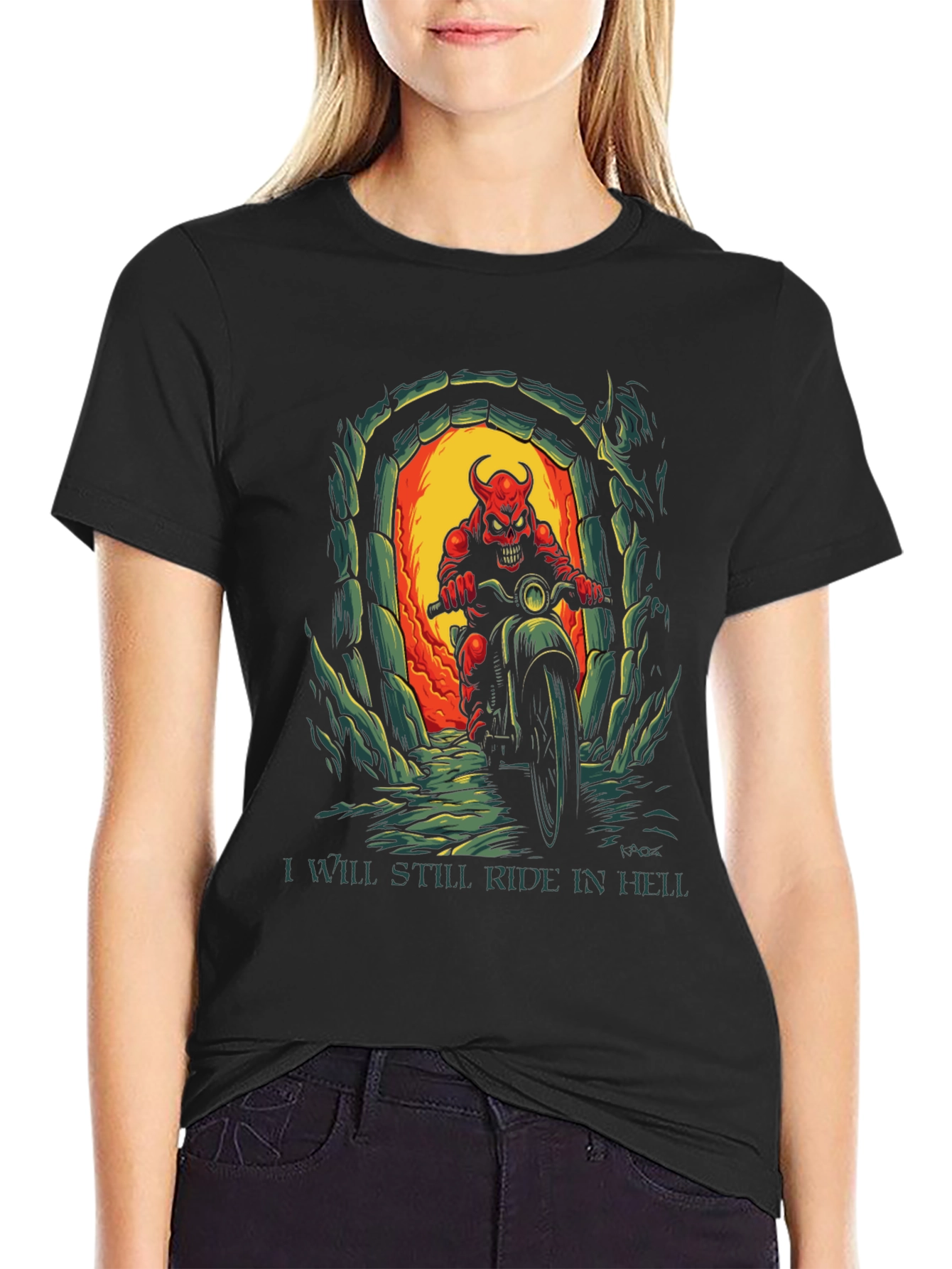 Camiseta Hombre Estampada Diablo Motociclista