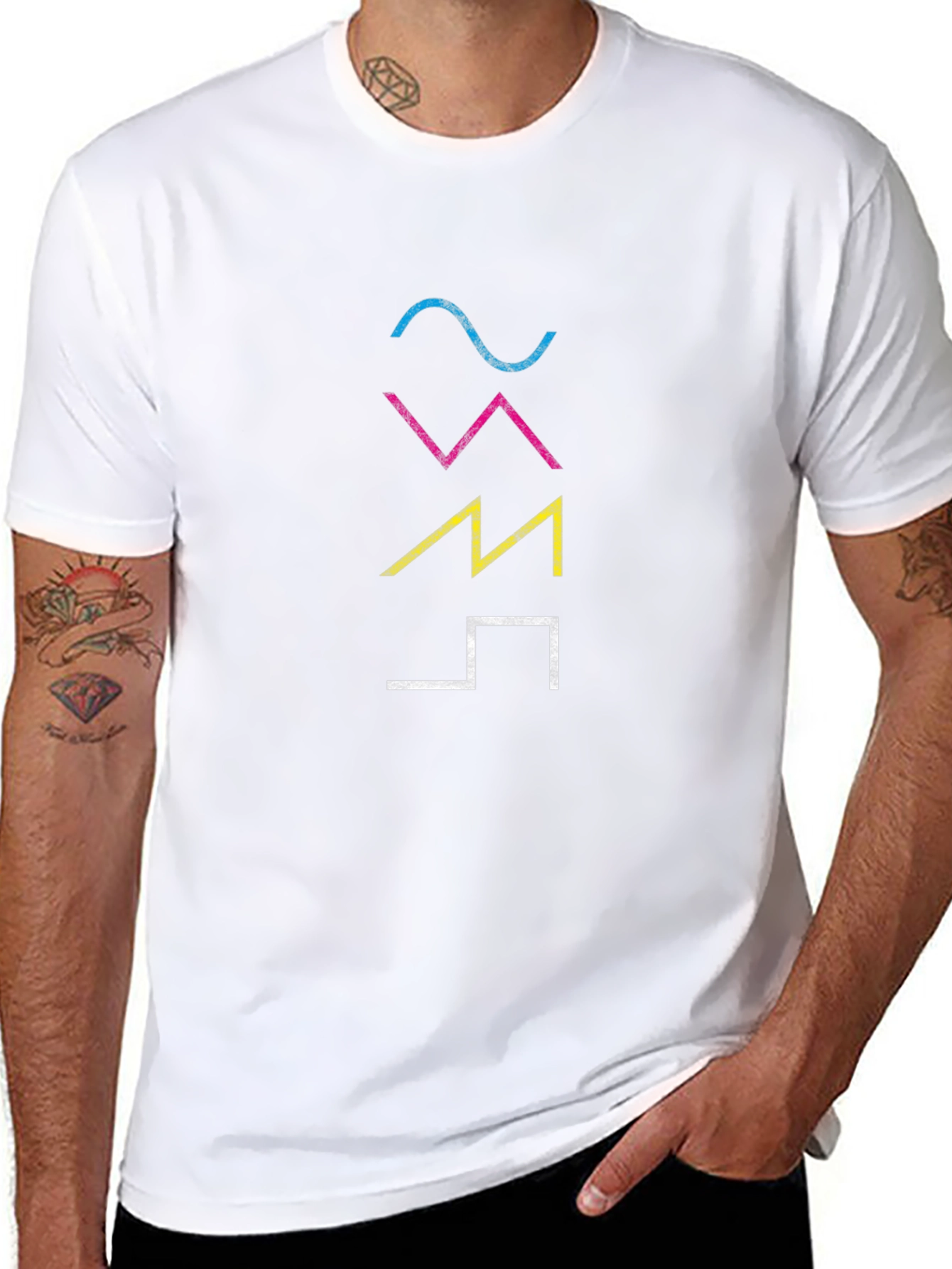 Camiseta Hombre Negra con Diseño Gráfico Abstracto