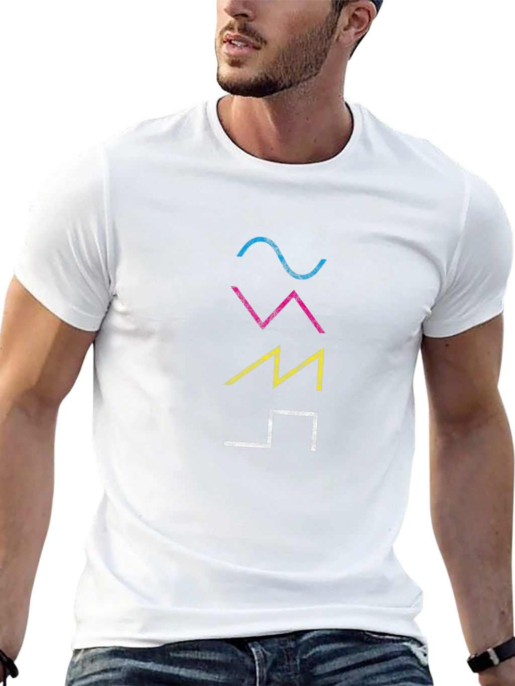 Camiseta Hombre Negra con Diseño Gráfico Abstracto