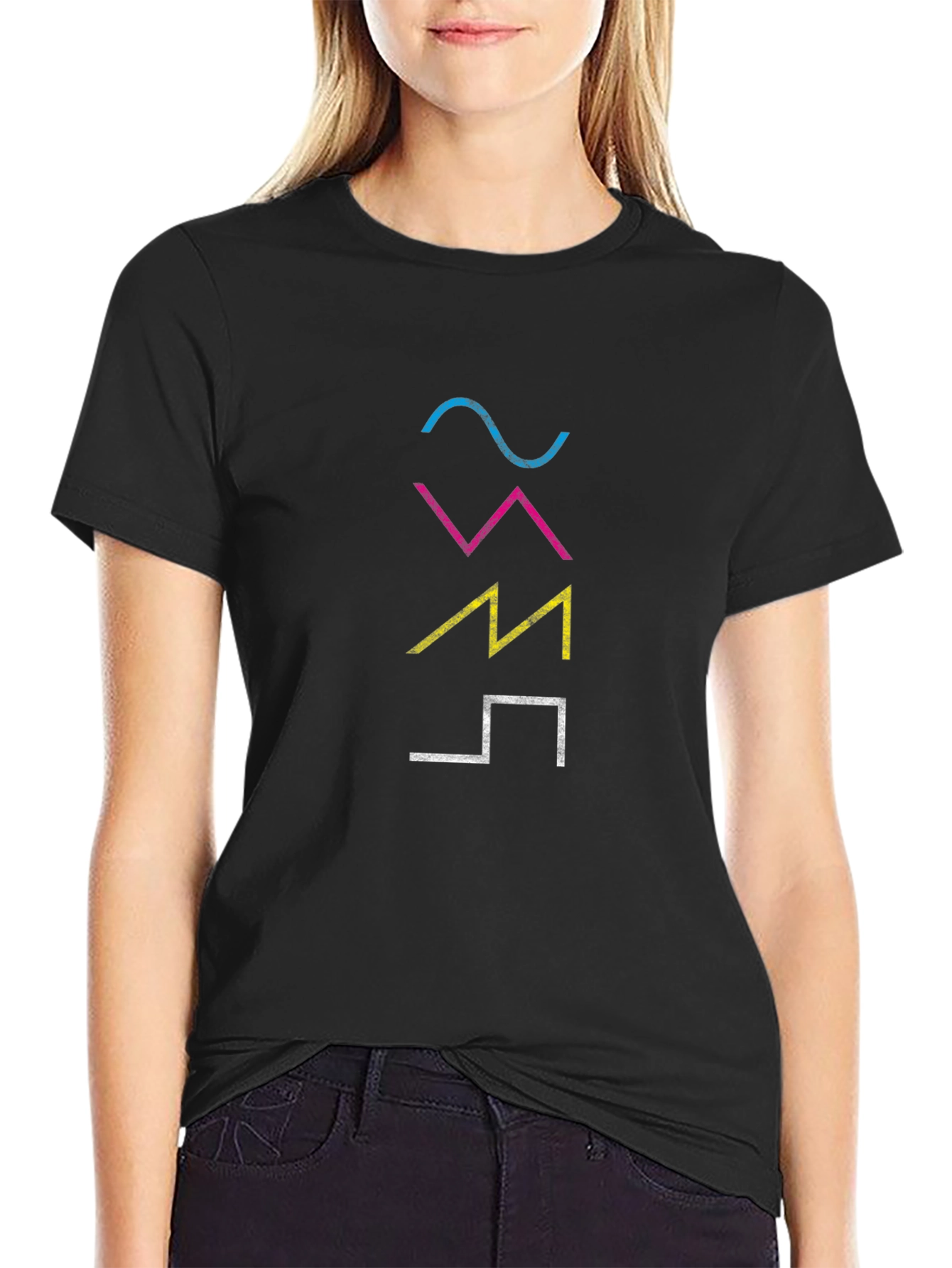 Camiseta Hombre Negra con Diseño Gráfico Abstracto