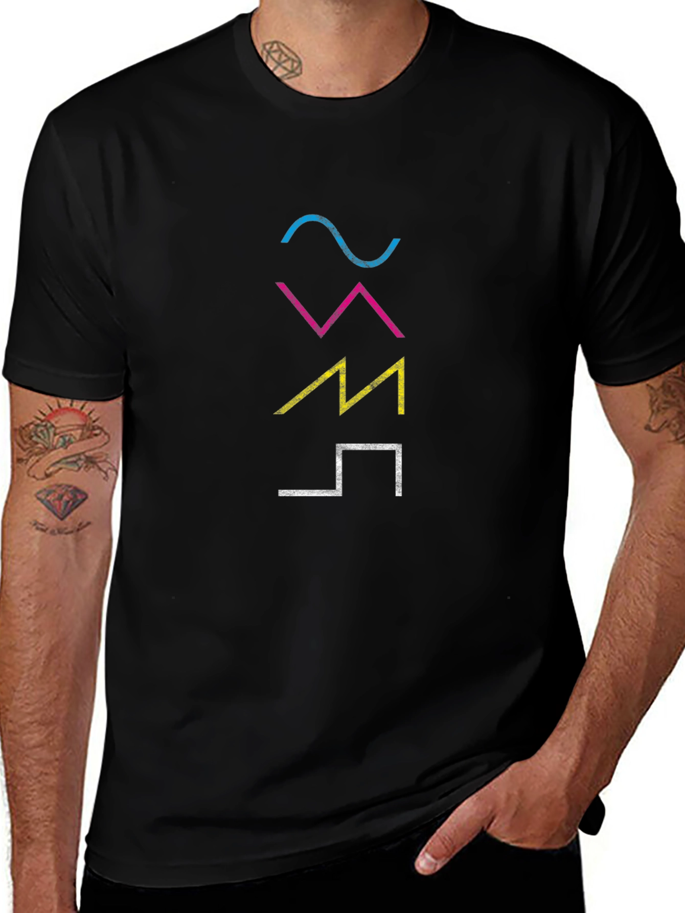 Camiseta Hombre Negra con Diseño Gráfico Abstracto