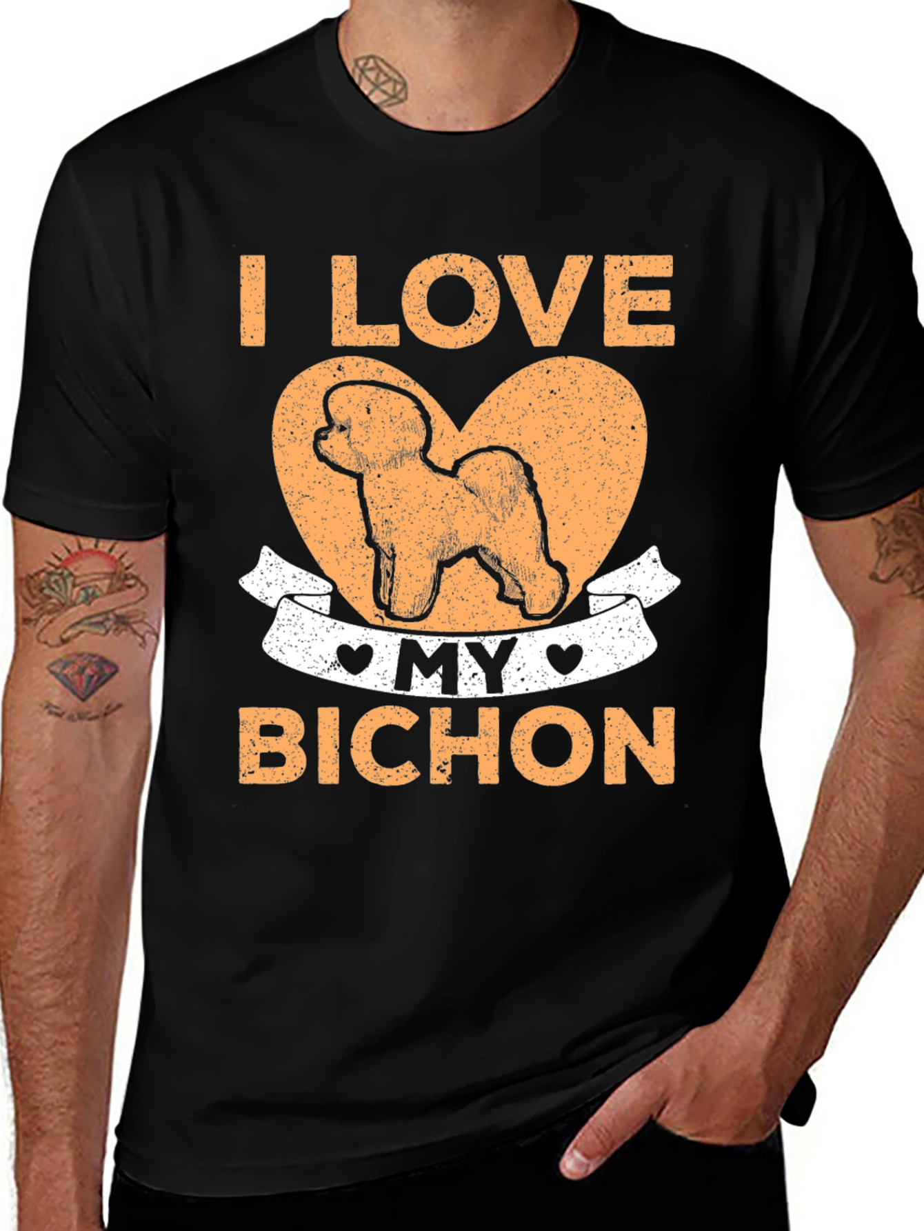 Camiseta Amo a mi Bichón Negra Algodón Unisex
