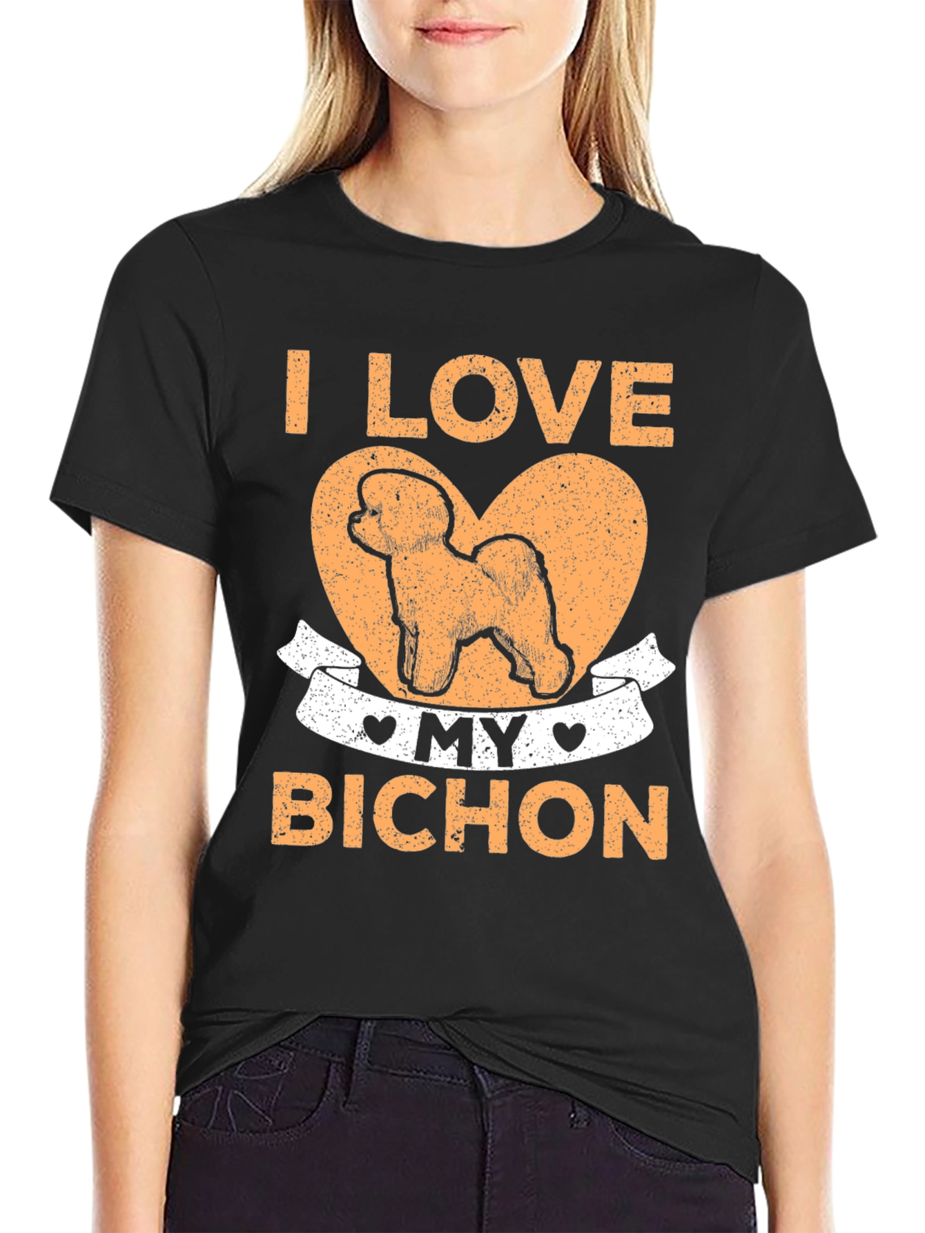 Camiseta Amo a mi Bichón Negra Algodón Unisex