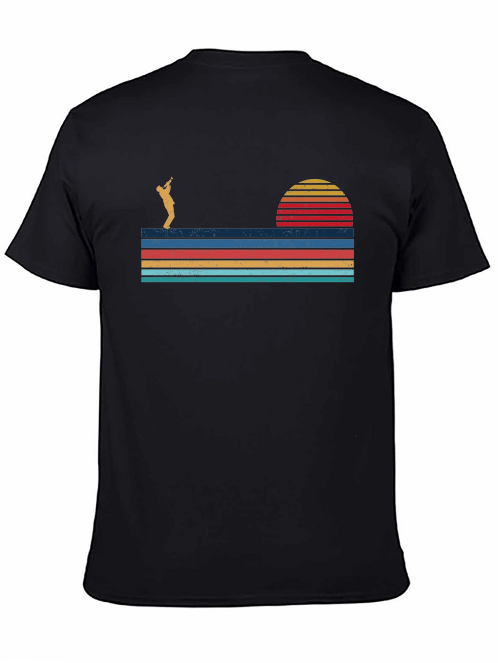 Camiseta Hombre Diseño Retro Atardecer Saxofonista