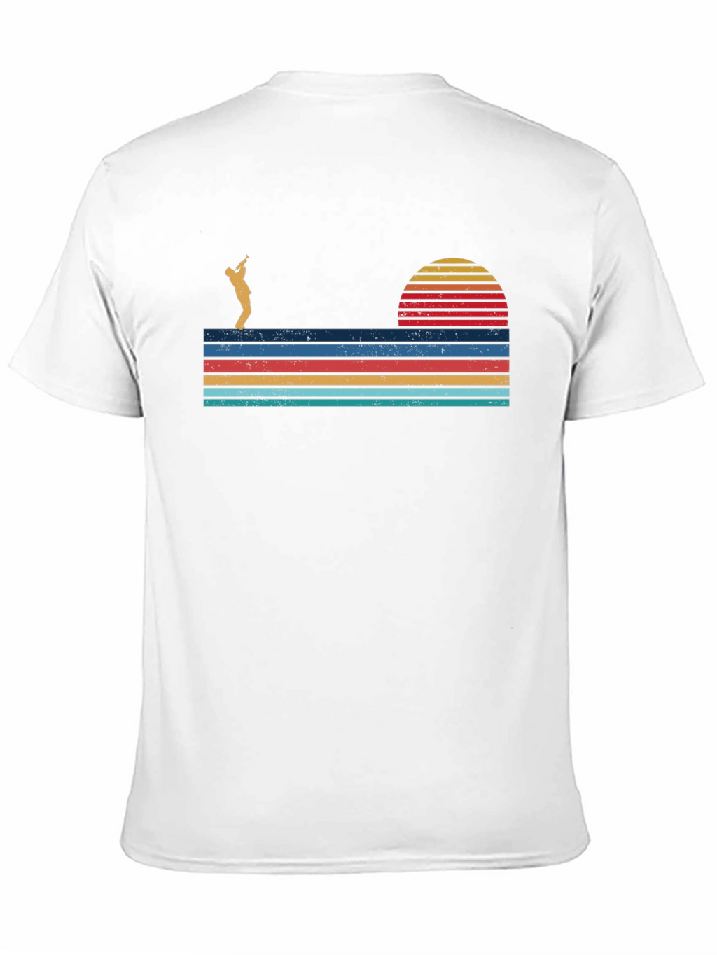 Camiseta Hombre Diseño Retro Atardecer Saxofonista