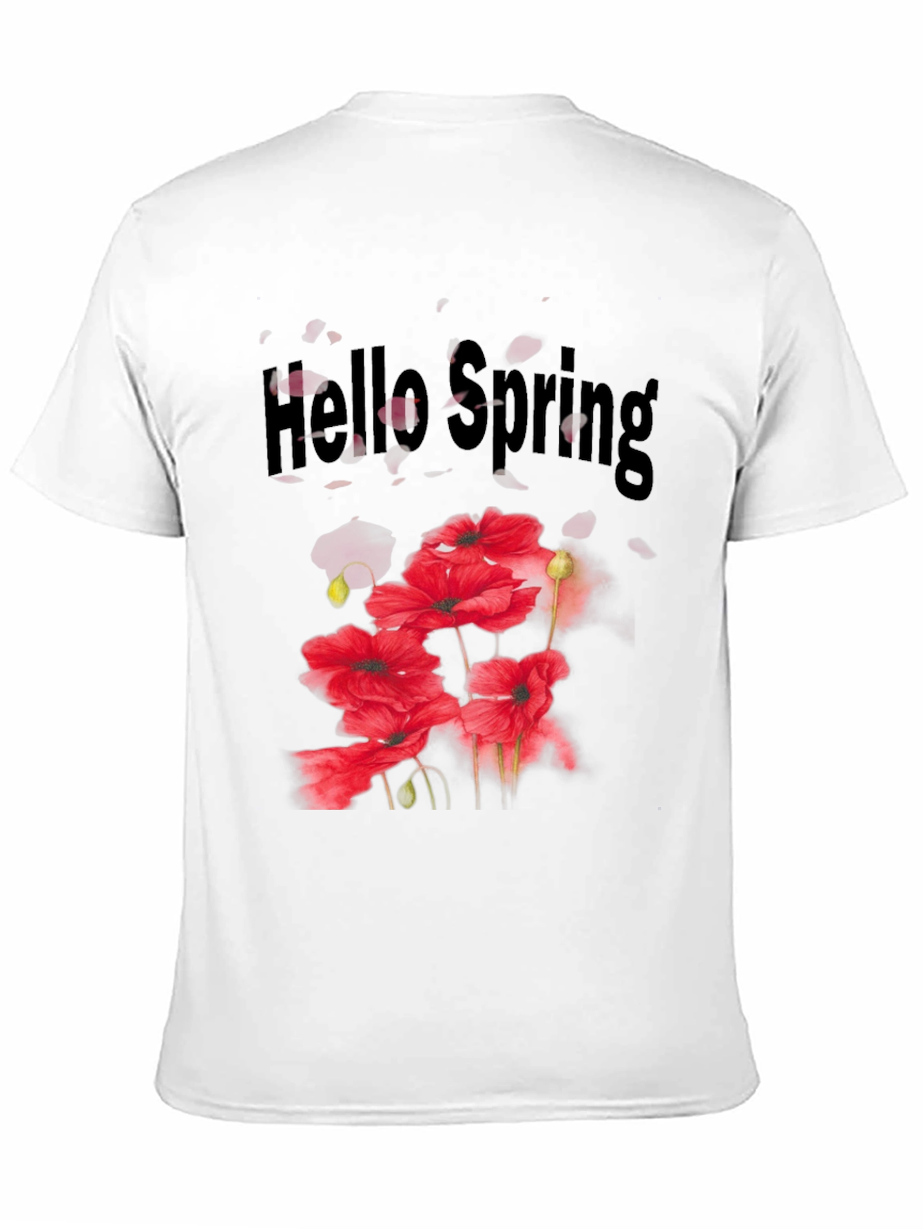 Camiseta Hombre Negra con Diseño Floral Hola Primavera