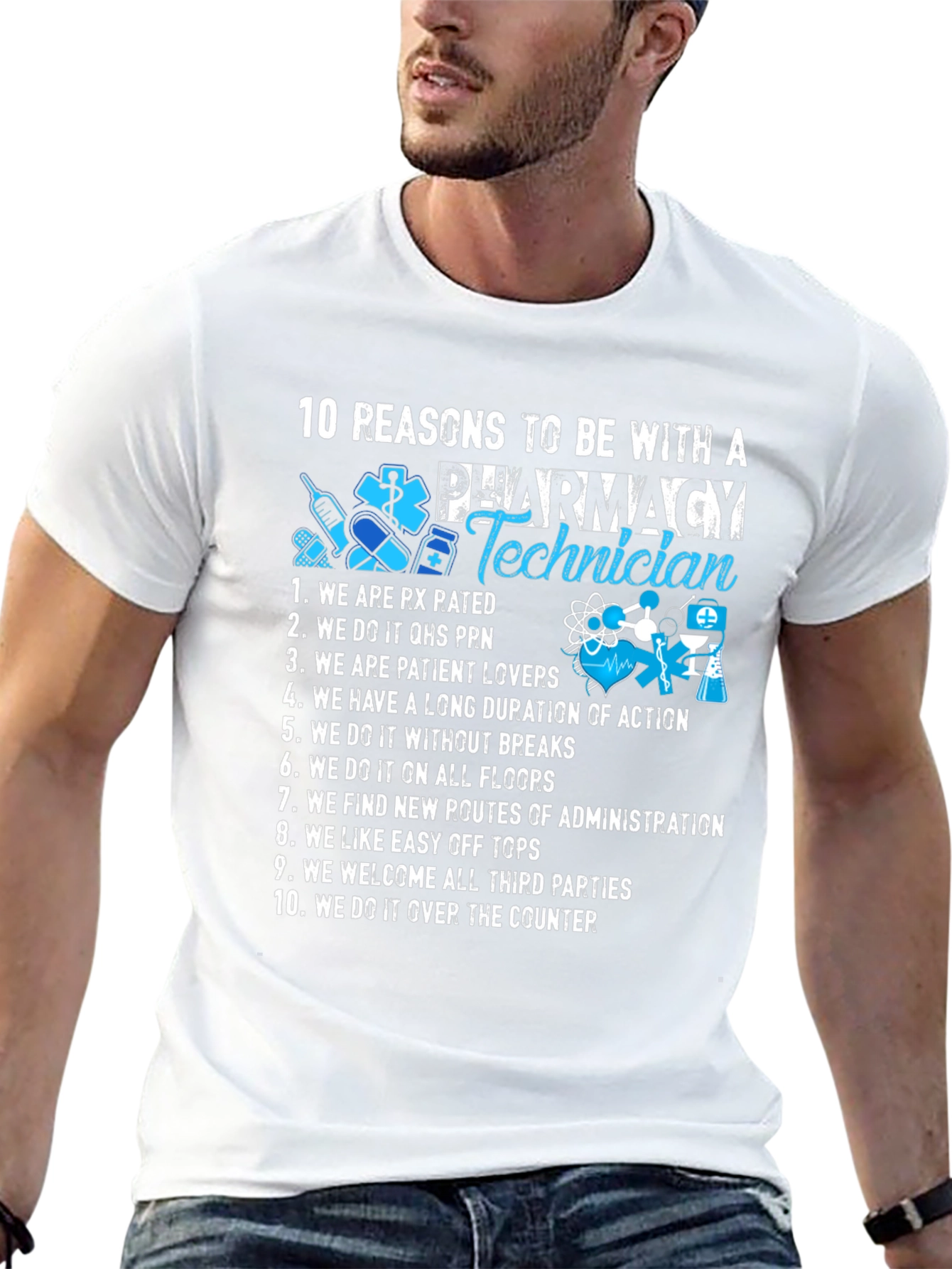 Camiseta 10 Razones para estar con un Técnico de Farmacia