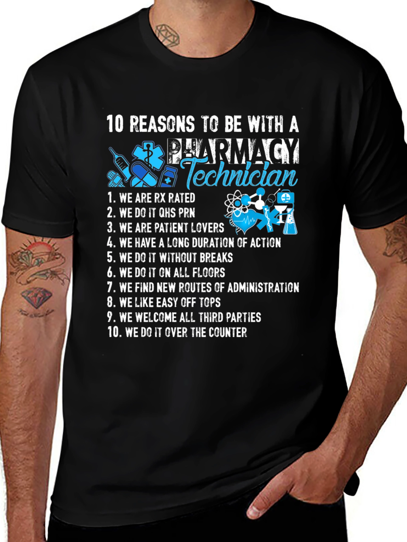 Camiseta 10 Razones para estar con un Técnico de Farmacia