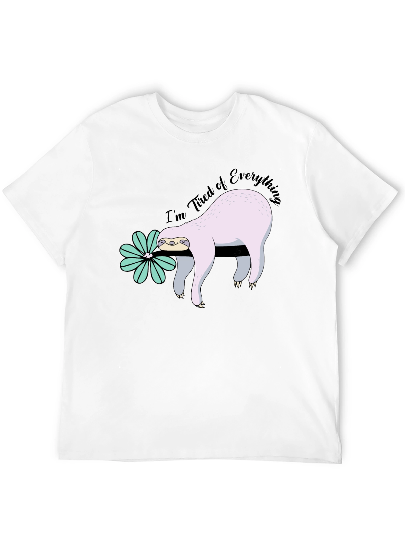Camiseta Hombre Negra con Diseño de Perezoso Cansado