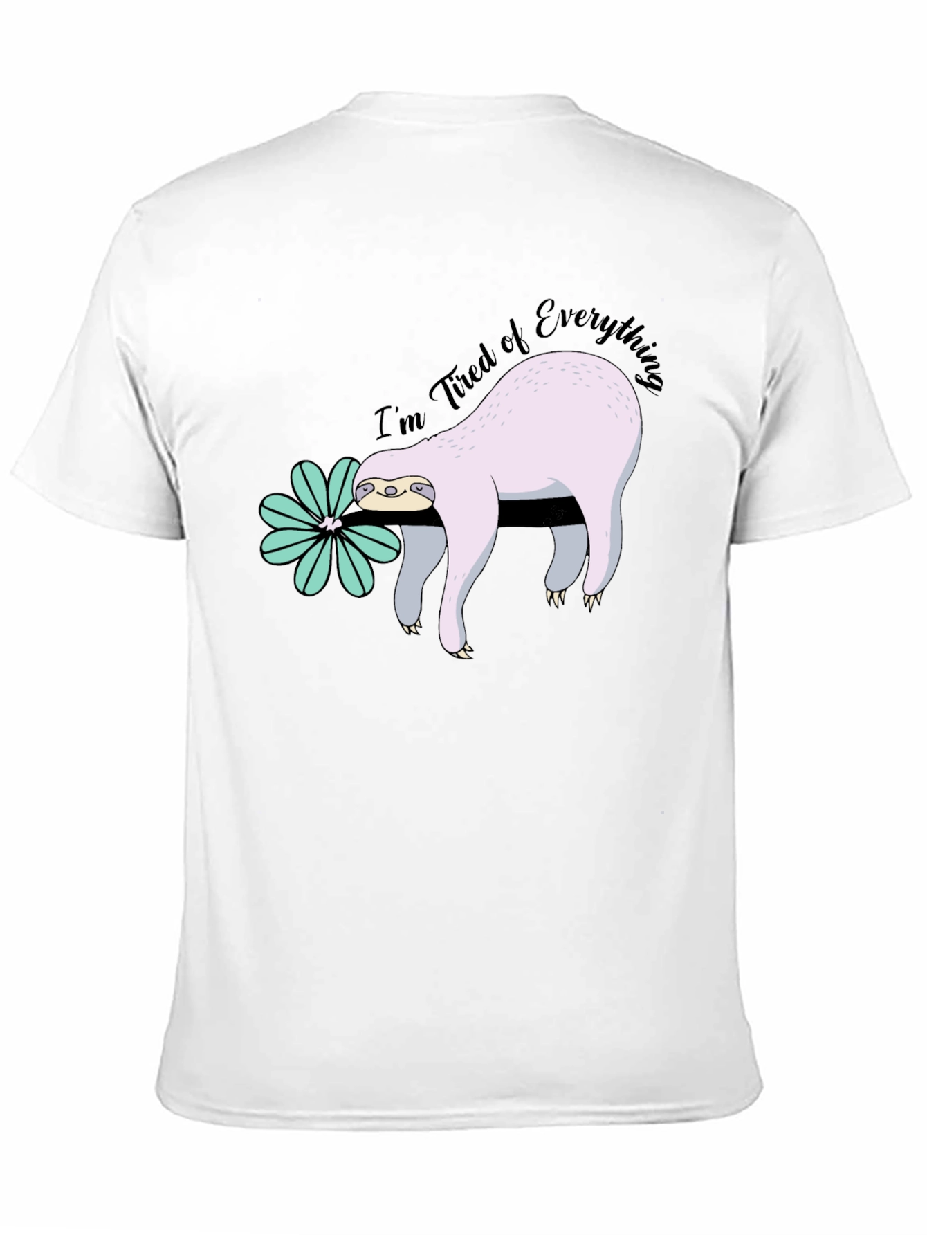 Camiseta Hombre Negra con Diseño de Perezoso Cansado