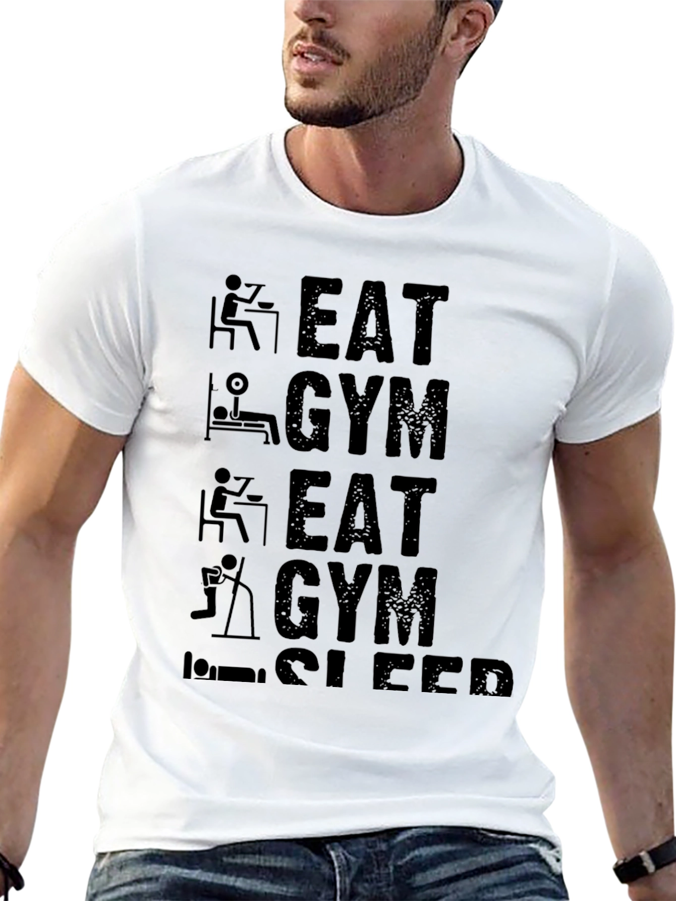 Camiseta Hombre: Comer Gym Dormir - Estilo Fitness