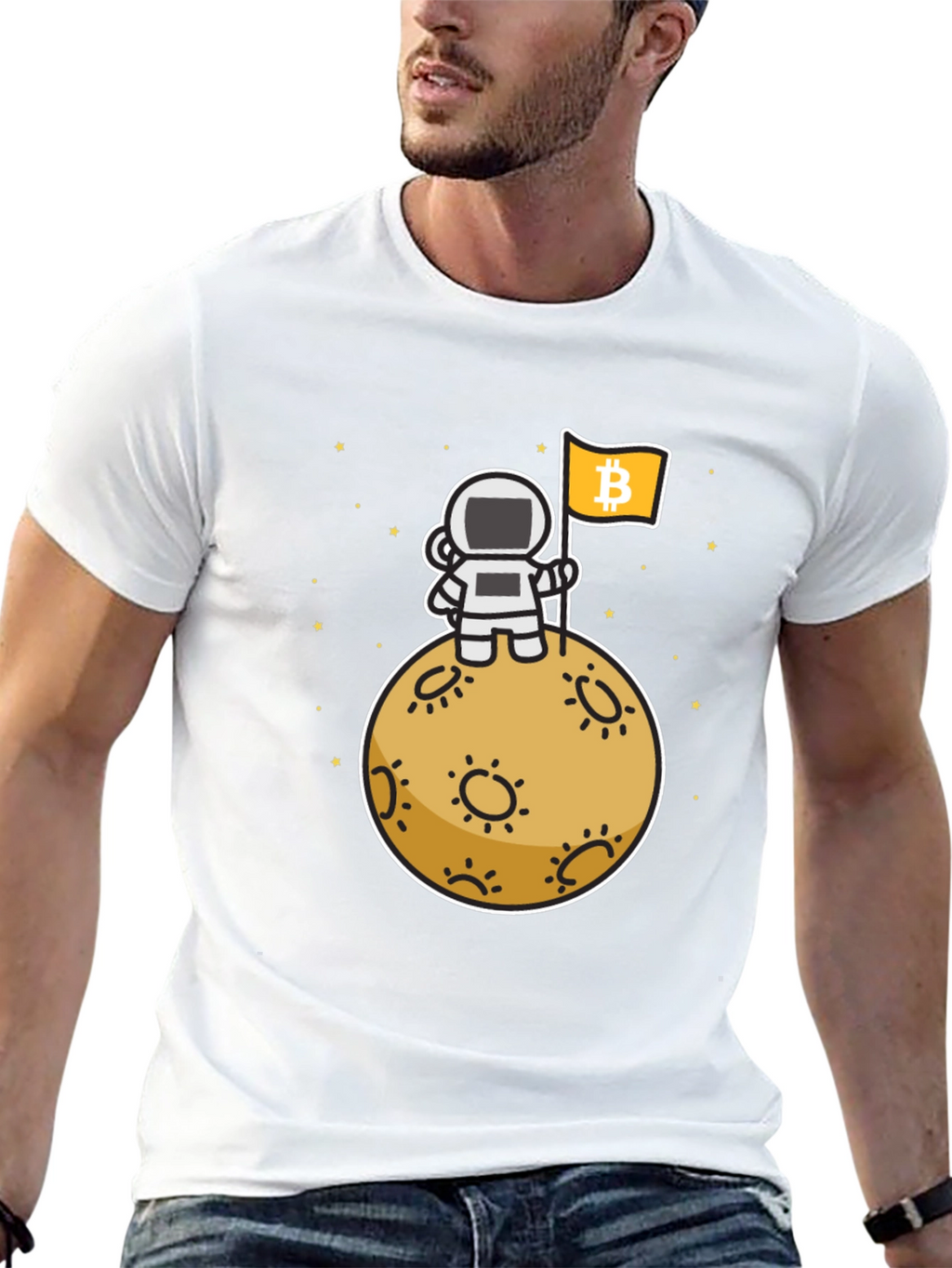 Camiseta Bitcoin Astronauta Luna - Crypto Moda