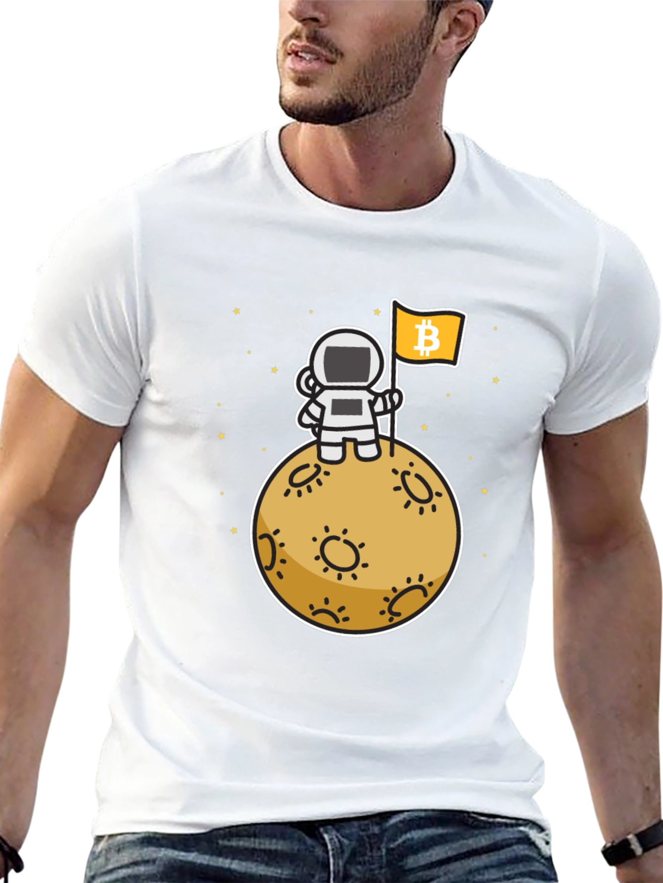 Camiseta Bitcoin Astronauta Luna - Crypto Moda