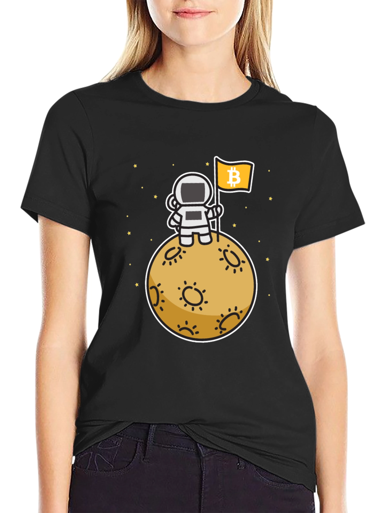 Camiseta Bitcoin Astronauta Luna - Crypto Moda