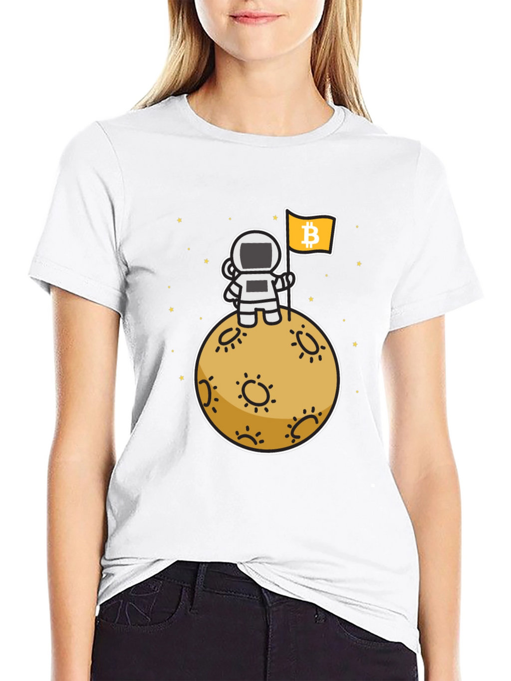 Camiseta Bitcoin Astronauta Luna - Crypto Moda
