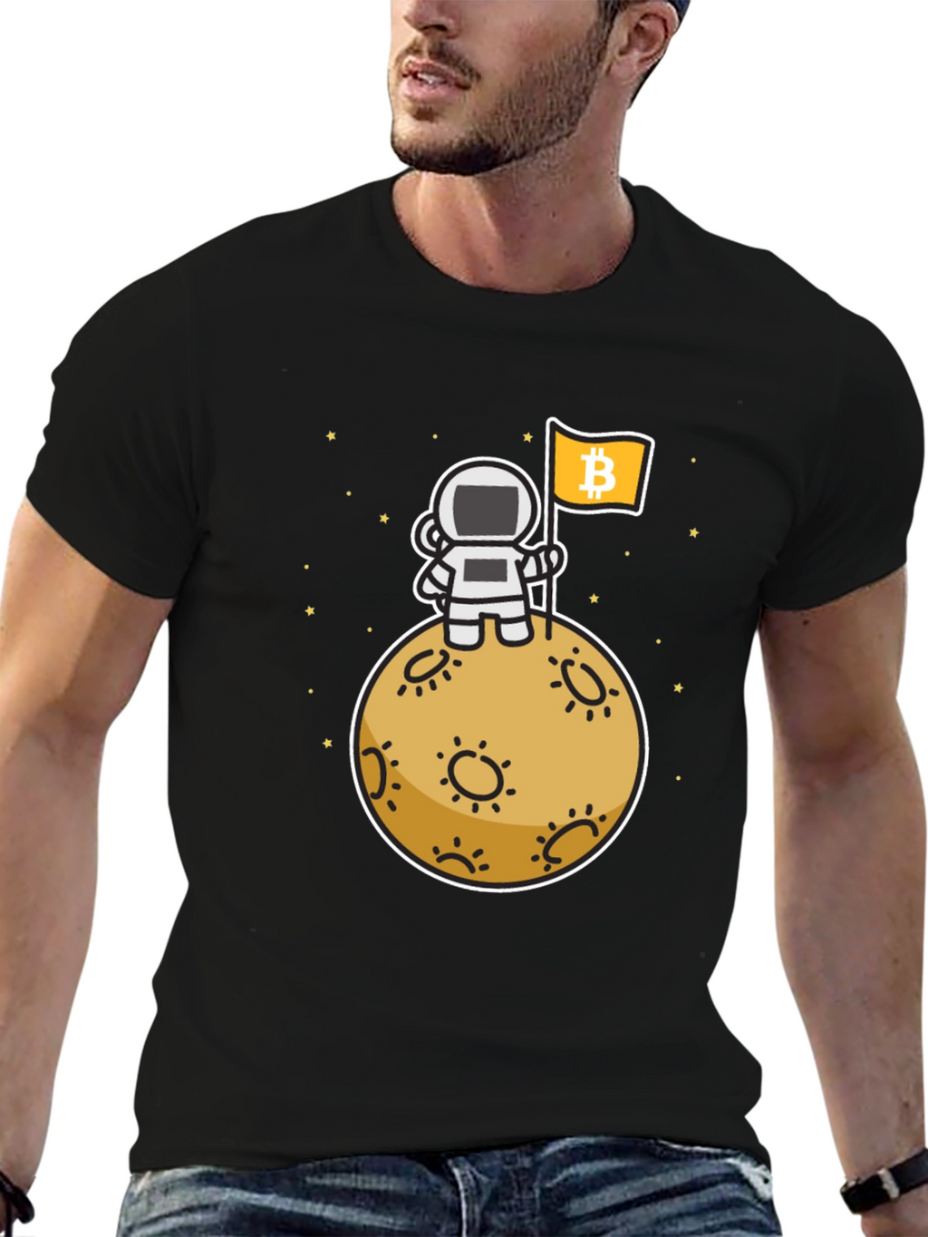 Camiseta Bitcoin Astronauta Luna - Crypto Moda