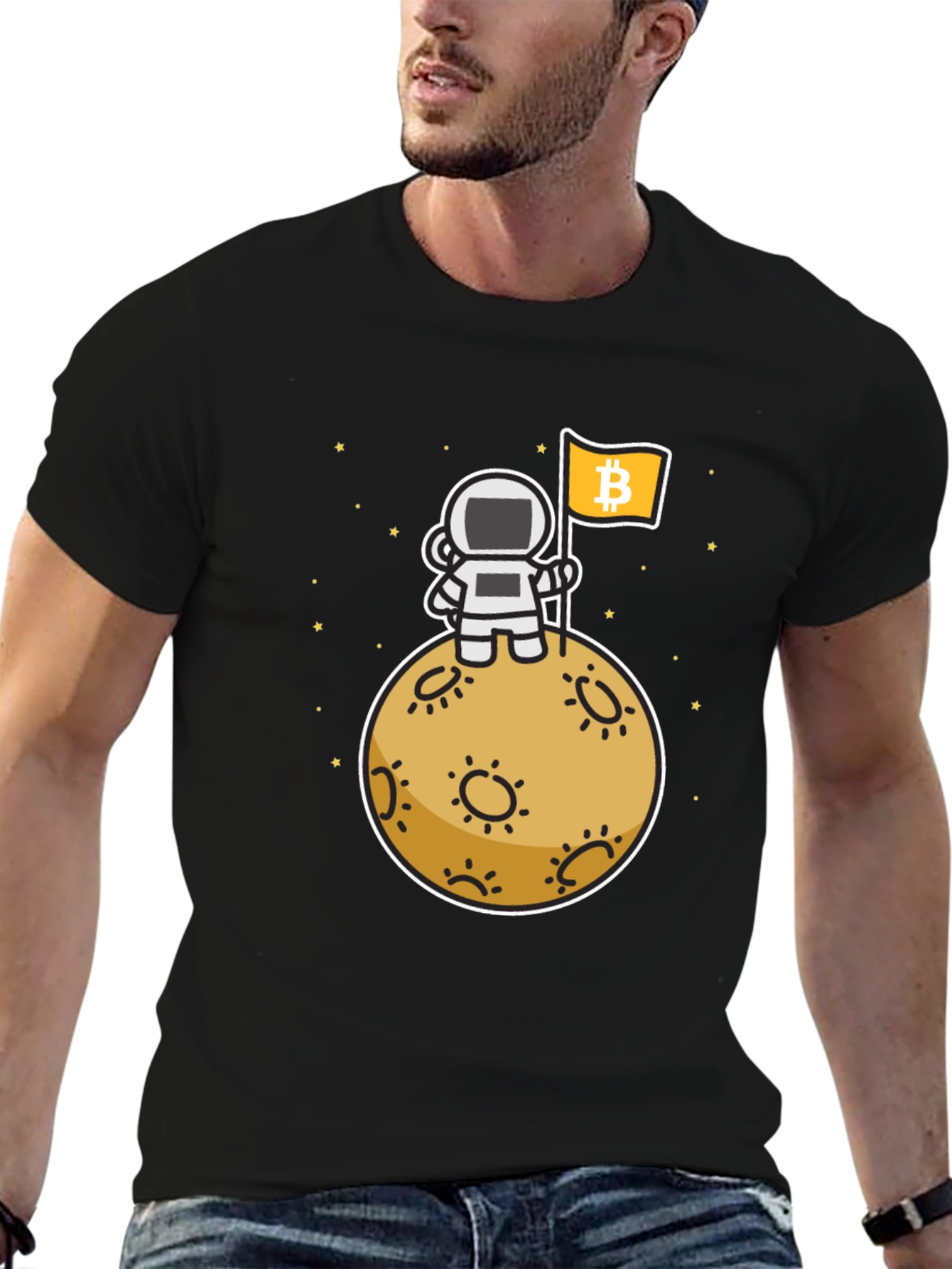 Camiseta Bitcoin Astronauta Luna - Crypto Moda
