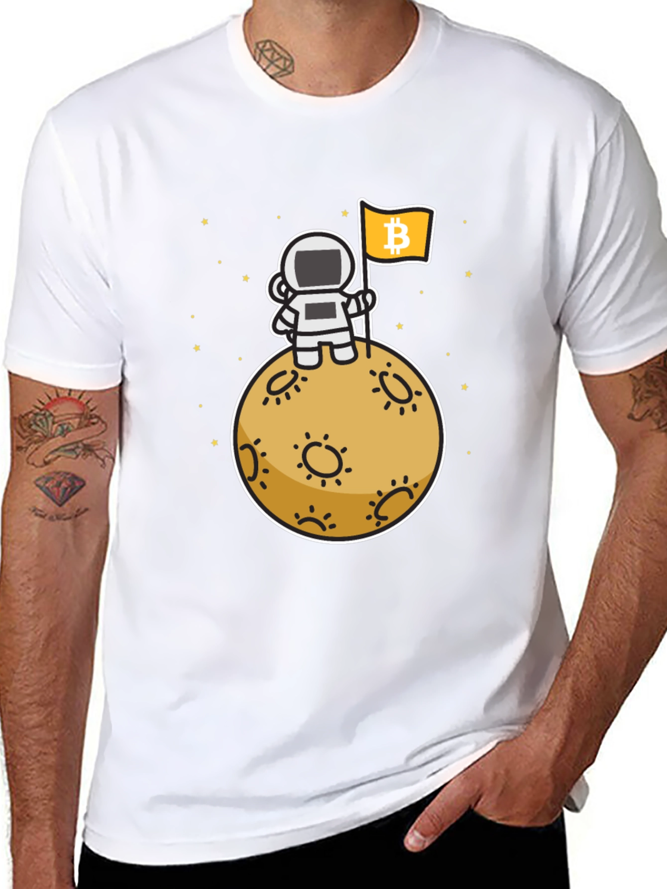 Camiseta Bitcoin Astronauta Luna - Crypto Moda